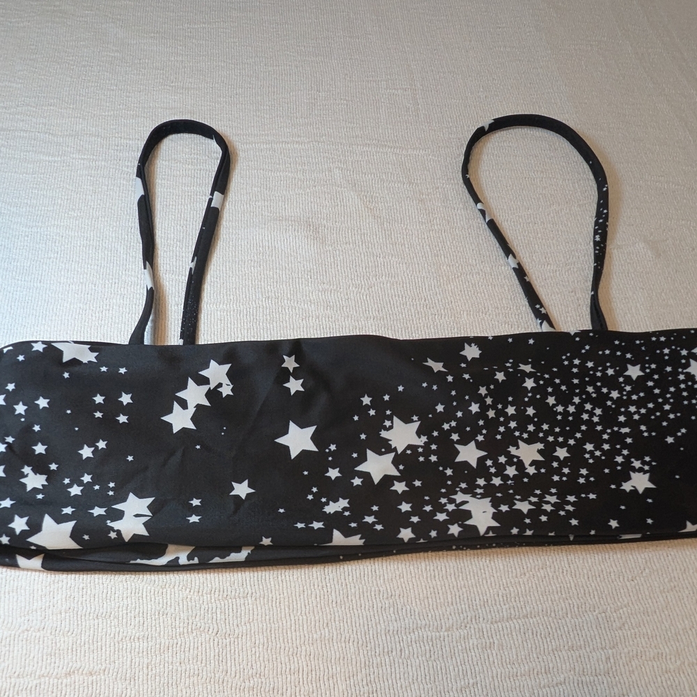 Black and White Starry Bikini Top